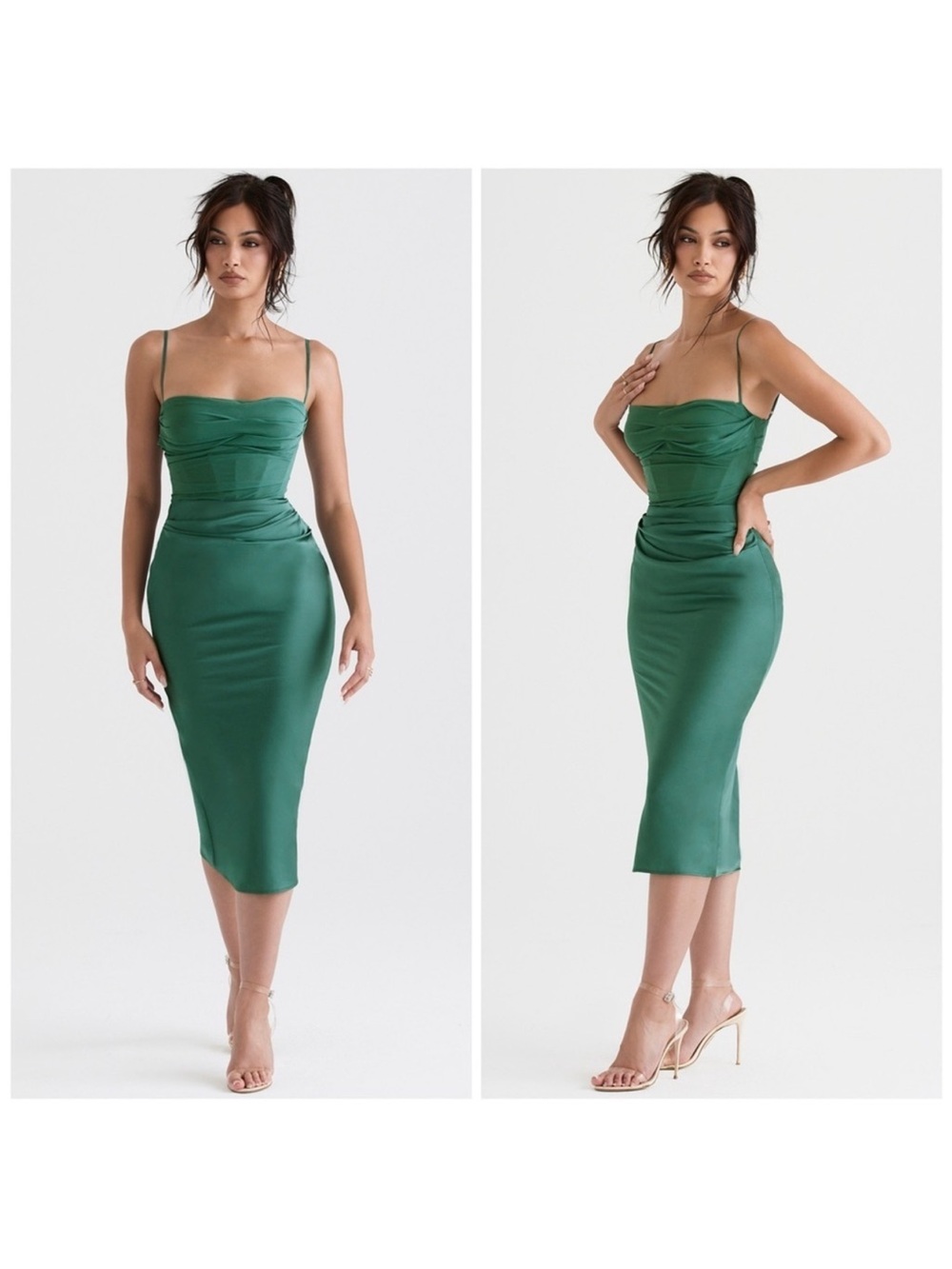 New House of CB TEIA Forest Draped Corset Midi Dress Size Small​​